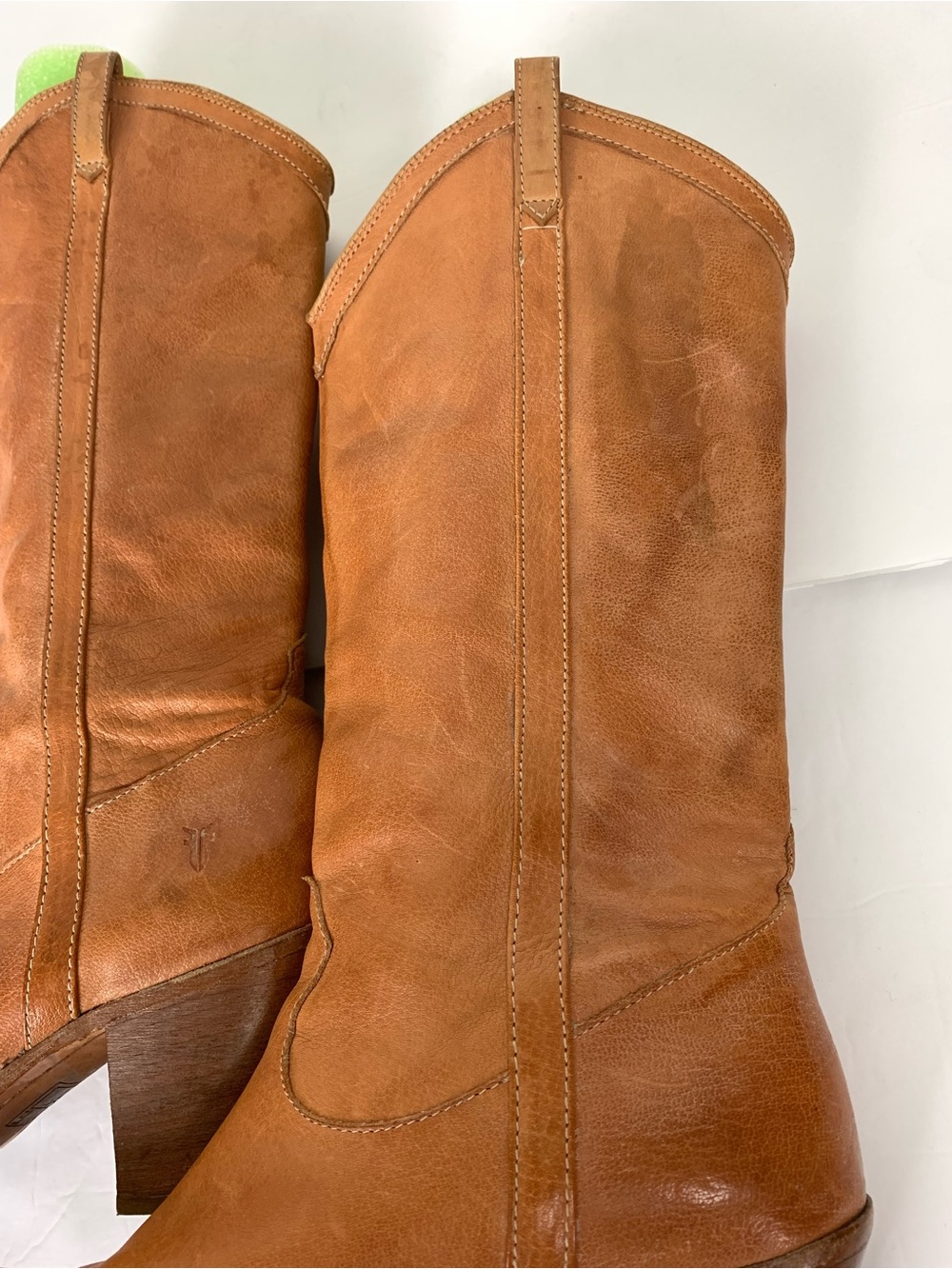 Frye Taylor Pull On Tan Leather Western Tall Boots Pointed Toe Womens Size 11 - Picture 11 of 15